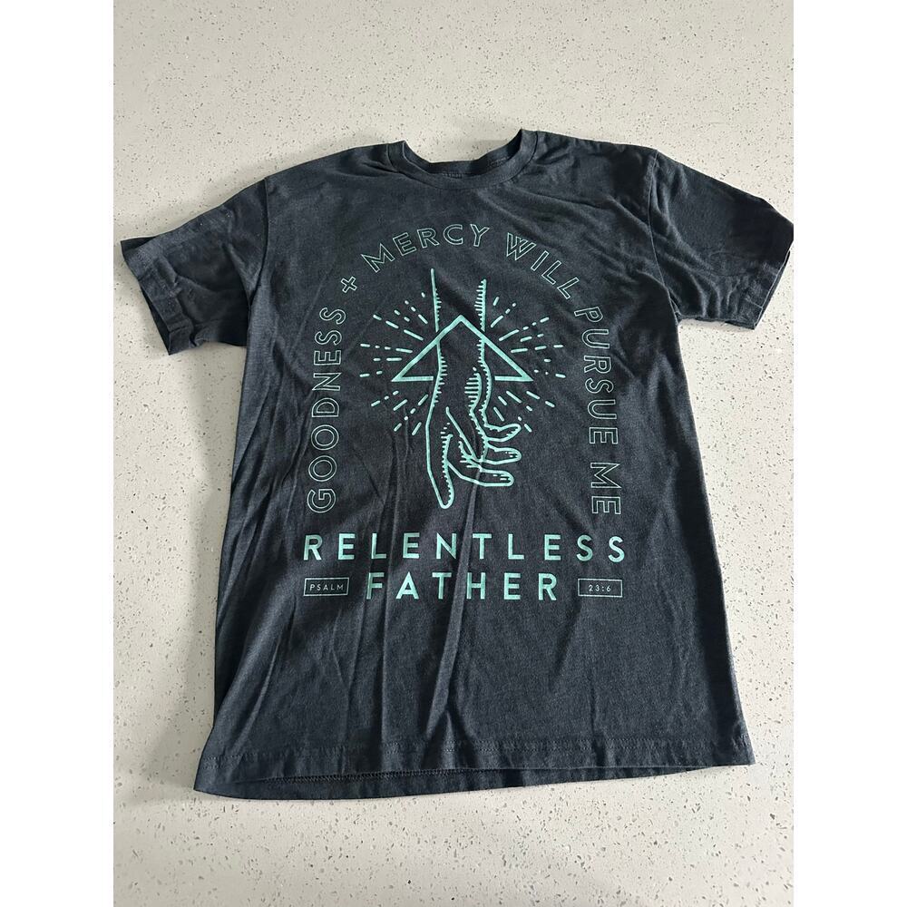 Goodness + Mercy Will Pursue Me Relentless Father Womens Gray T Shirt Sz Small